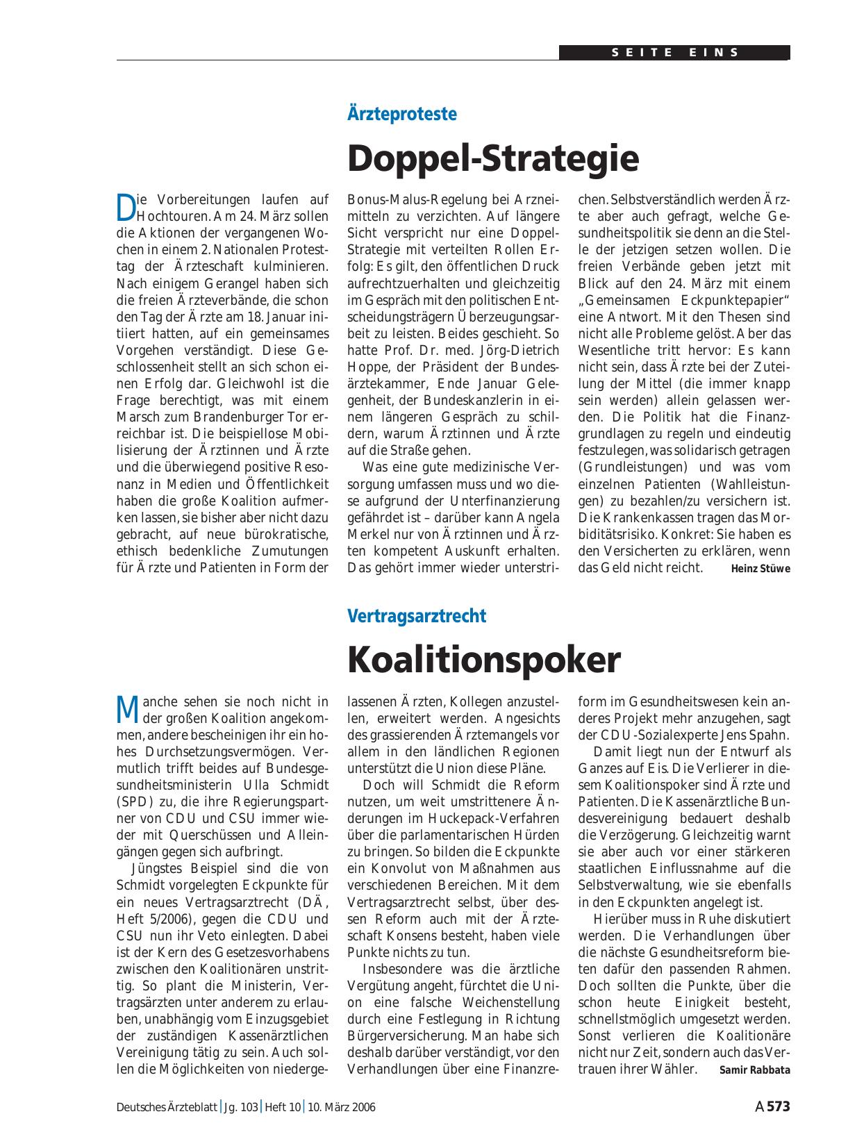 Vorschauseite 1: Ärzteproteste: Doppel-Strategie