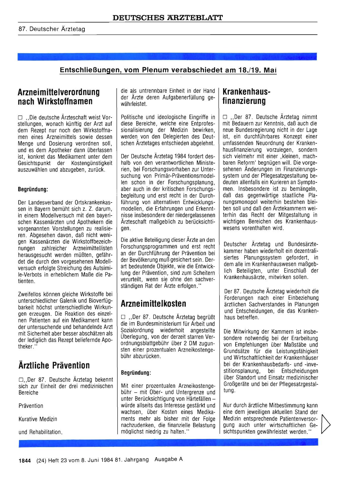 Vorschauseite 1: Entschließungen, vom Plenum verabschiedet am 18. /19. Mai