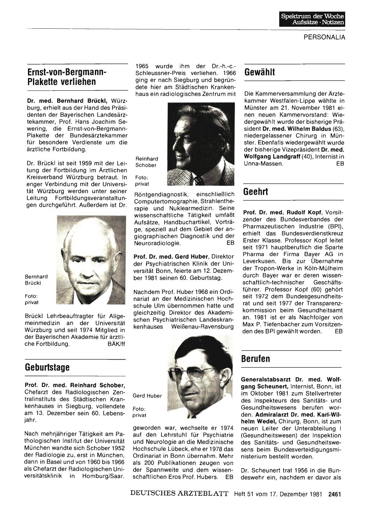 Vorschauseite 1: Ernst-von-Bergmann-Plakette verliehen