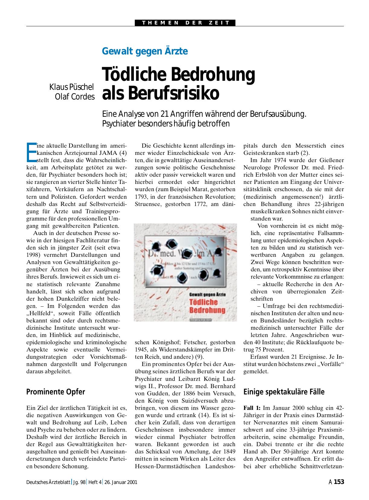 Vorschauseite 1: Gewalt gegen Ärzte: Tödliche Bedrohung als Berufsrisiko