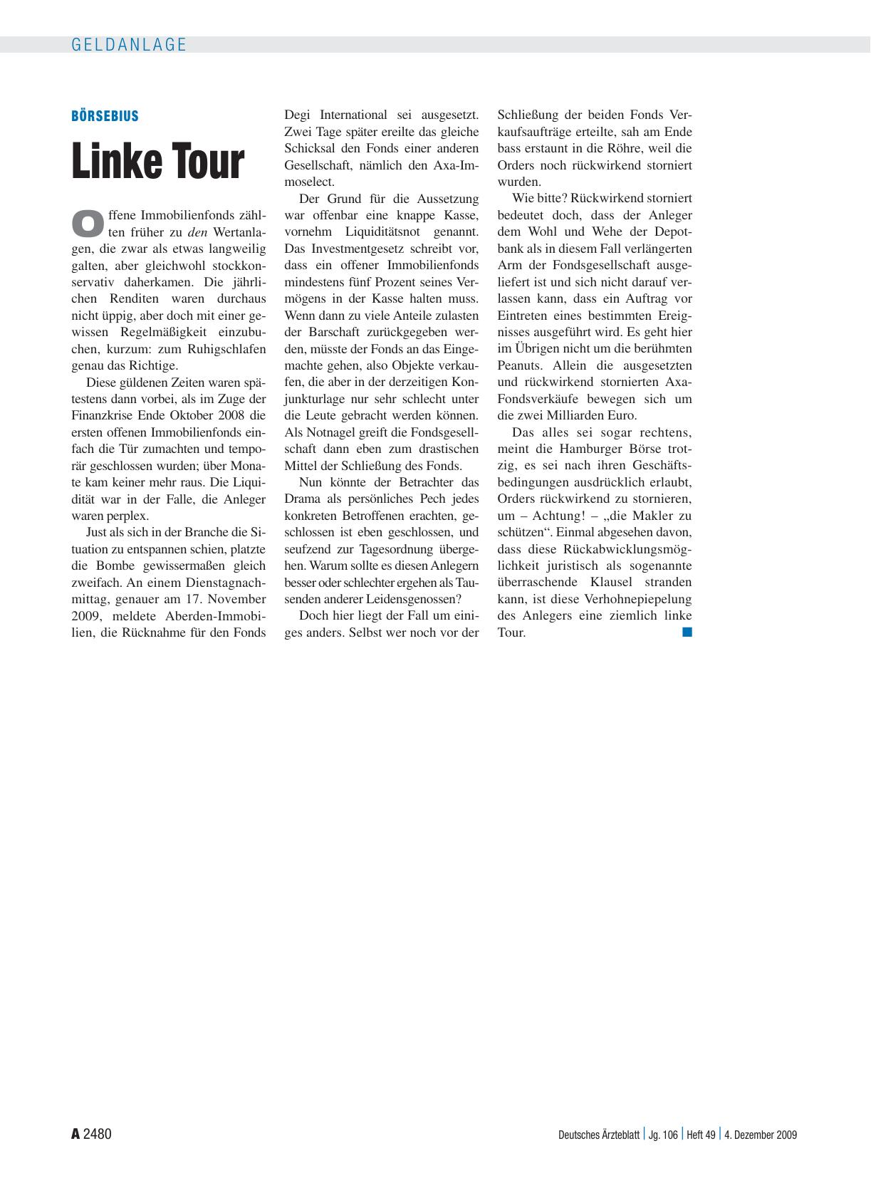 Vorschauseite 1: Börsebius: Linke Tour