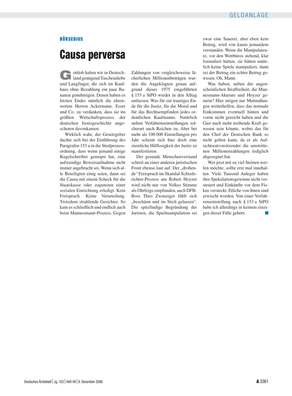 Vorschauseite 1: Börsebius: Causa perversa