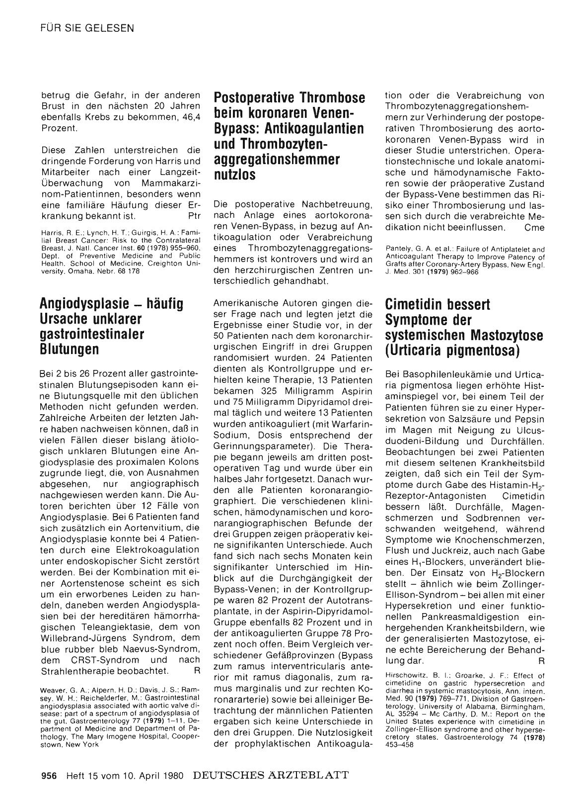 Vorschauseite 1: Postoperative Thrombose beim koronaren Venen-Bypass: Antikoagulantien und Thrombozytenaggregationshemmer nutzlos