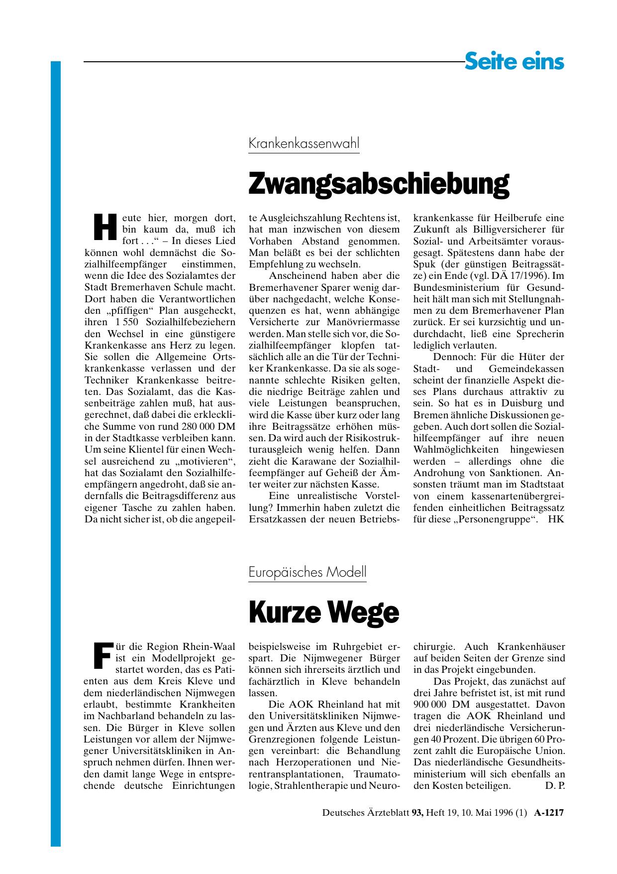 Vorschauseite 1: Europäisches Modell: Kurze Wege