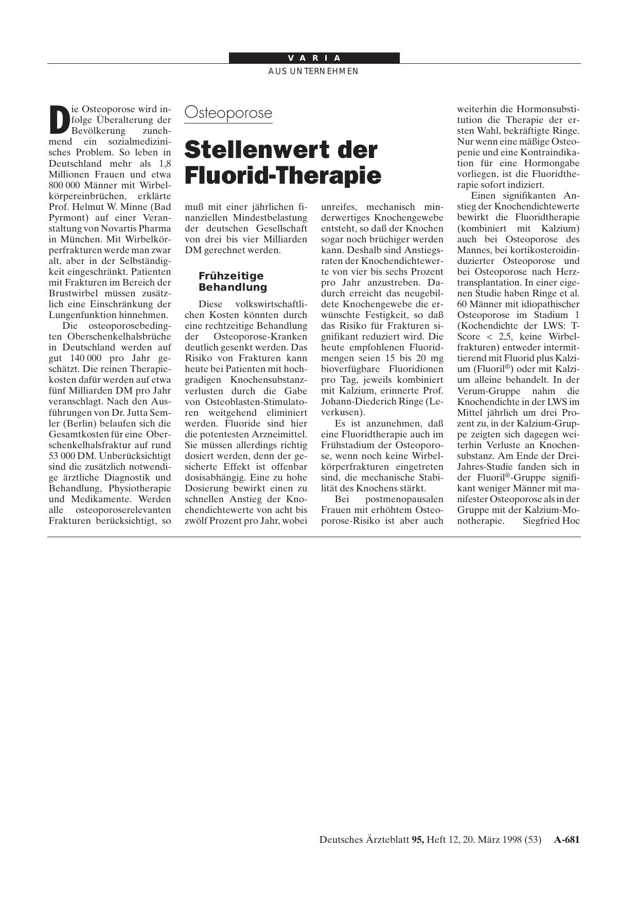 Vorschauseite 1: Osteoporose: Stellenwert der Fluorid-Therapie