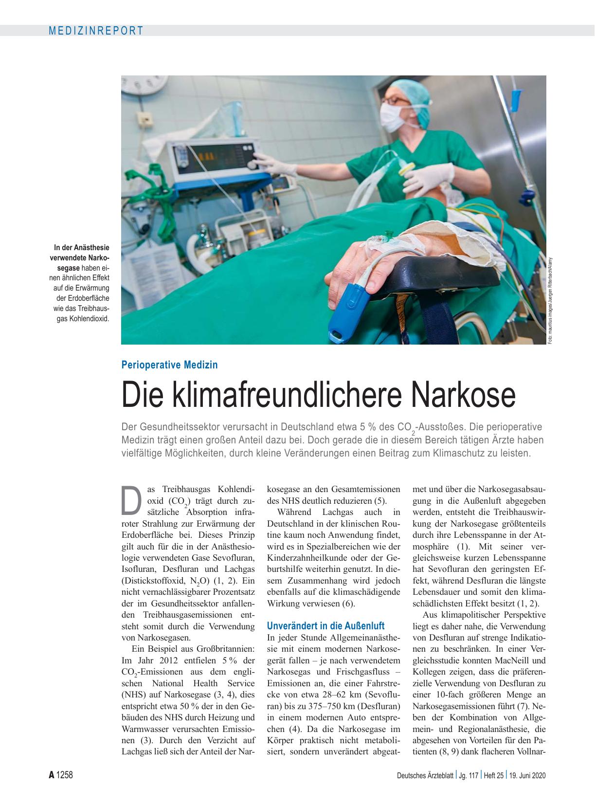 Vorschauseite 1: Perioperative Medizin: Die klimafreundlichere Narkose