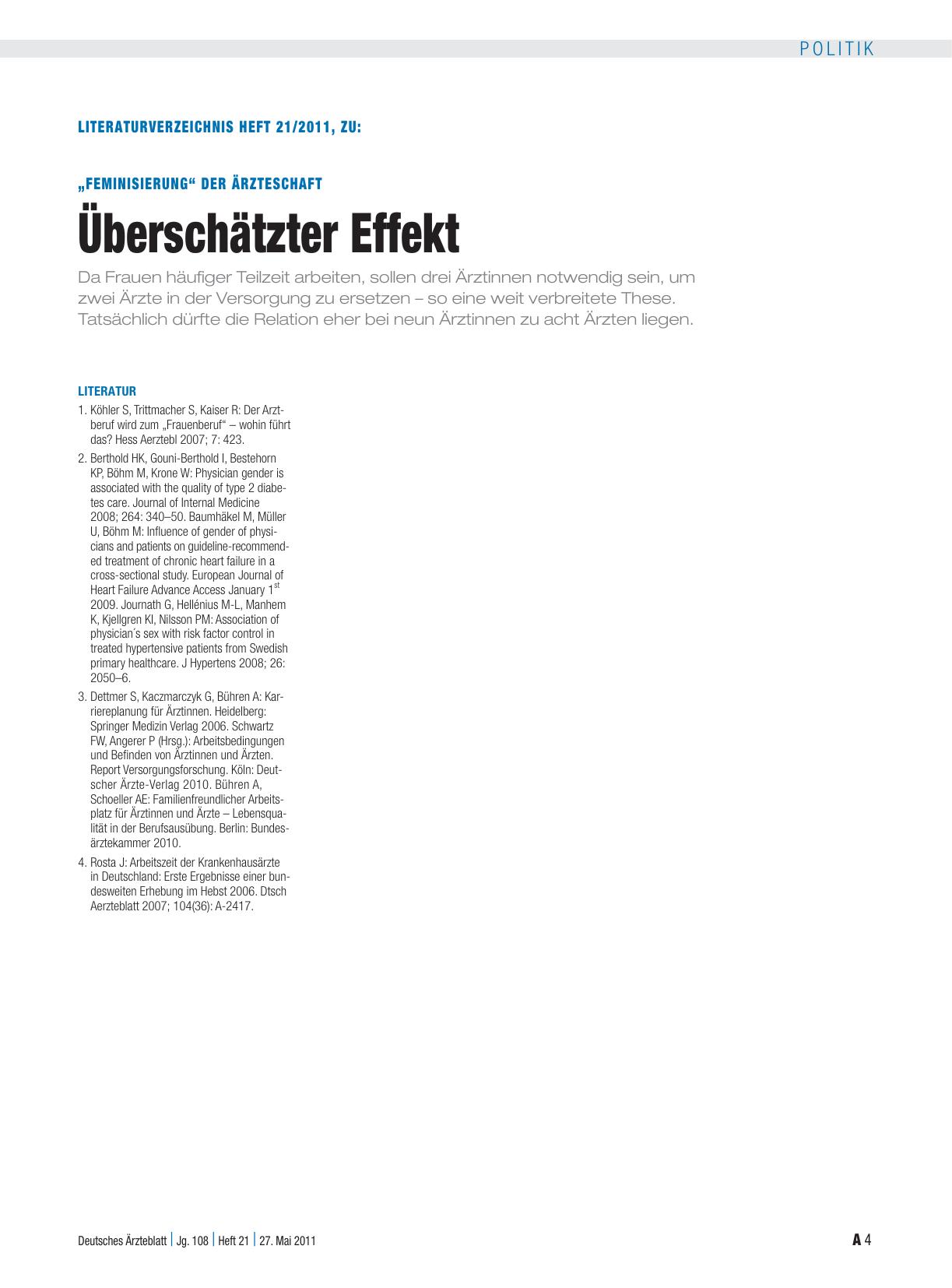 Vorschauseite 4: „Feminisierung“ der Ärzteschaft: Überschätzter Effekt