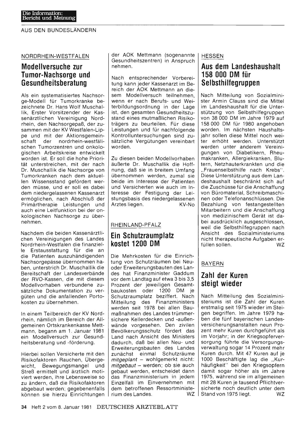 Vorschauseite 1: HESSEN: Aus dem Landeshaushalt 158 000 DM für Selbsthilfegruppen