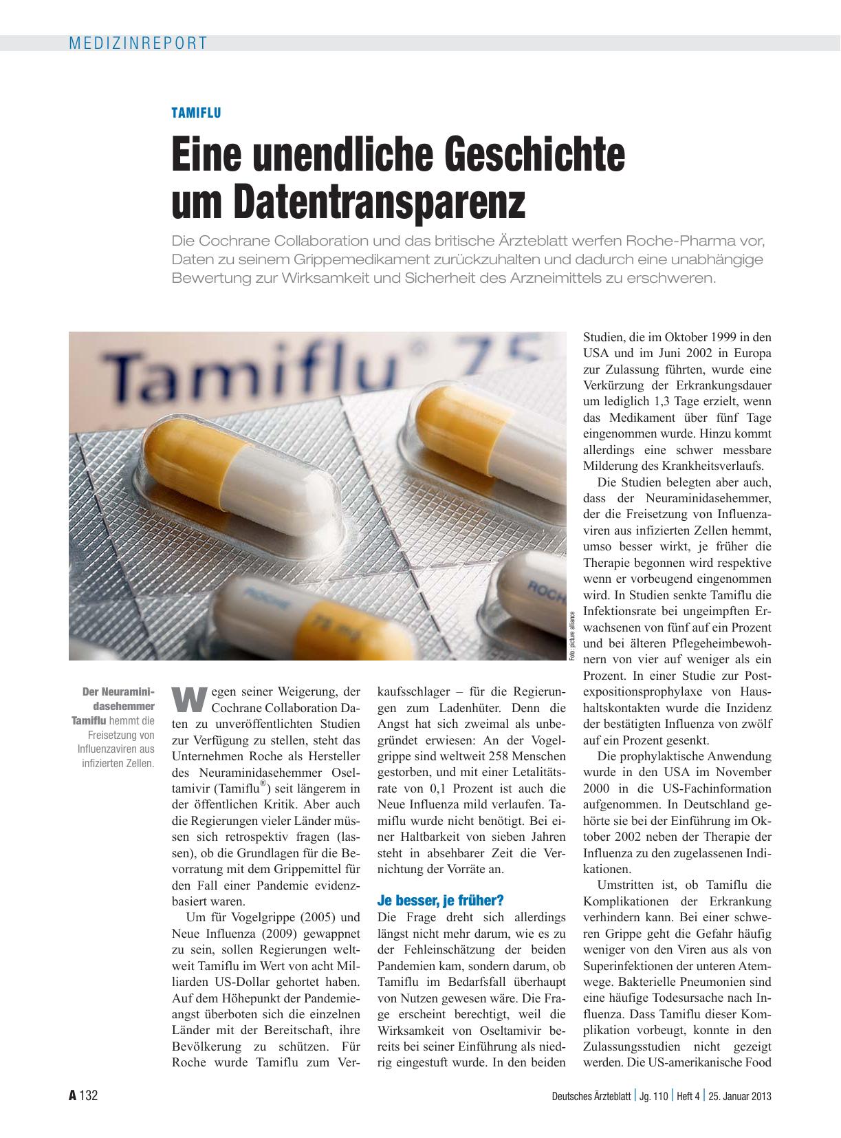 Vorschauseite 1: Tamiflu: Eine unendliche Geschichte um Datentransparenz