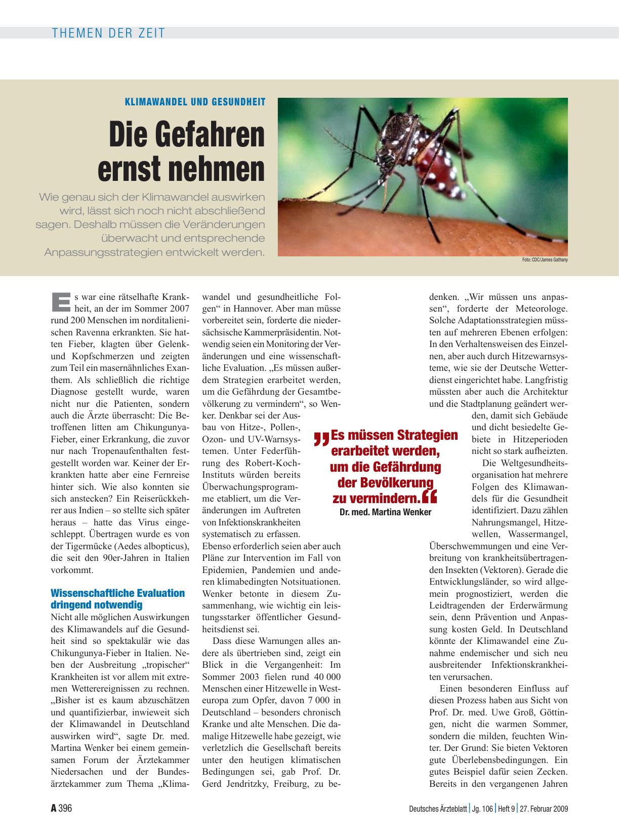 Vorschauseite 1: Klimawandel und Gesundheit: Die Gefahren ernst nehmen