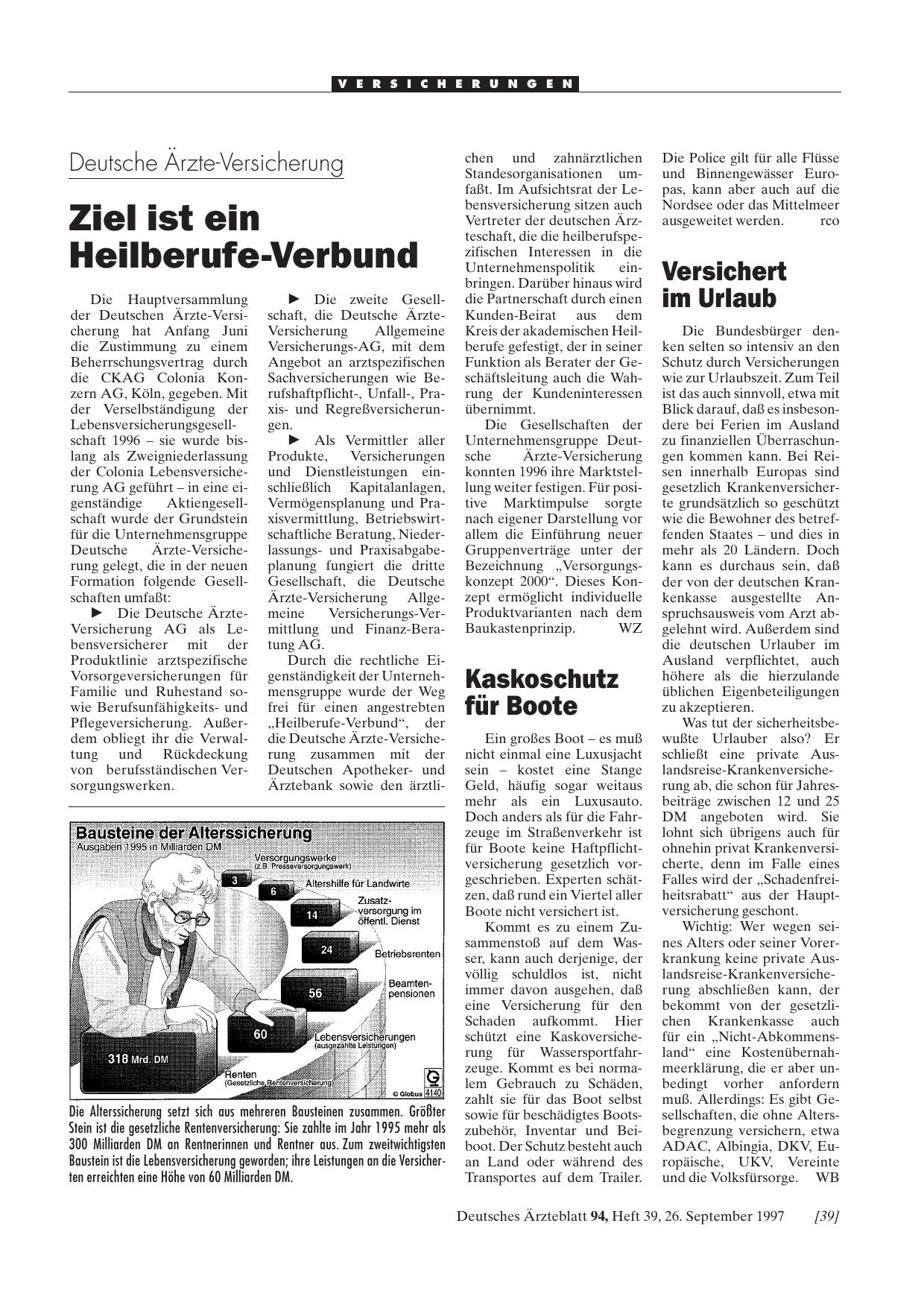 Vorschauseite 1: Deutsche Ärzte-Versicherung: Ziel ist ein Heilberufe-Verbund