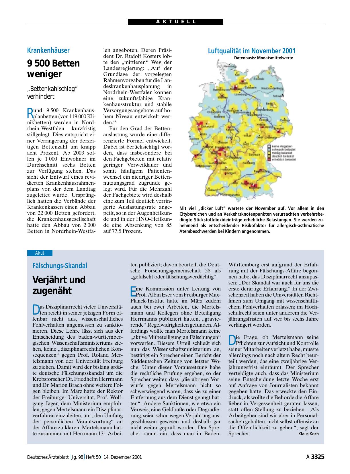Vorschauseite 1: Krankenhäuser: 9 500 Betten weniger