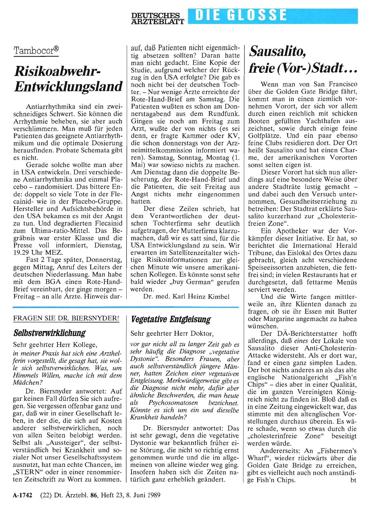 Vorschauseite 1: Tambocor®: Risikoabwehr-Entwicklungsland