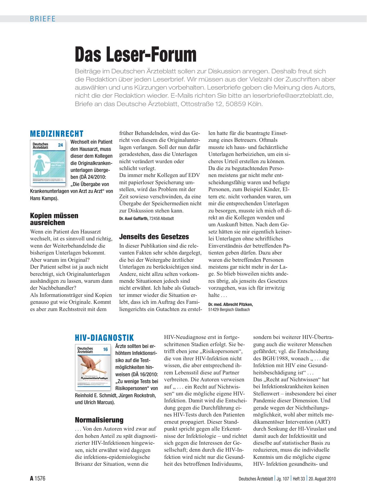 Vorschauseite 1: HIV-Diagnostik: Normalisierung