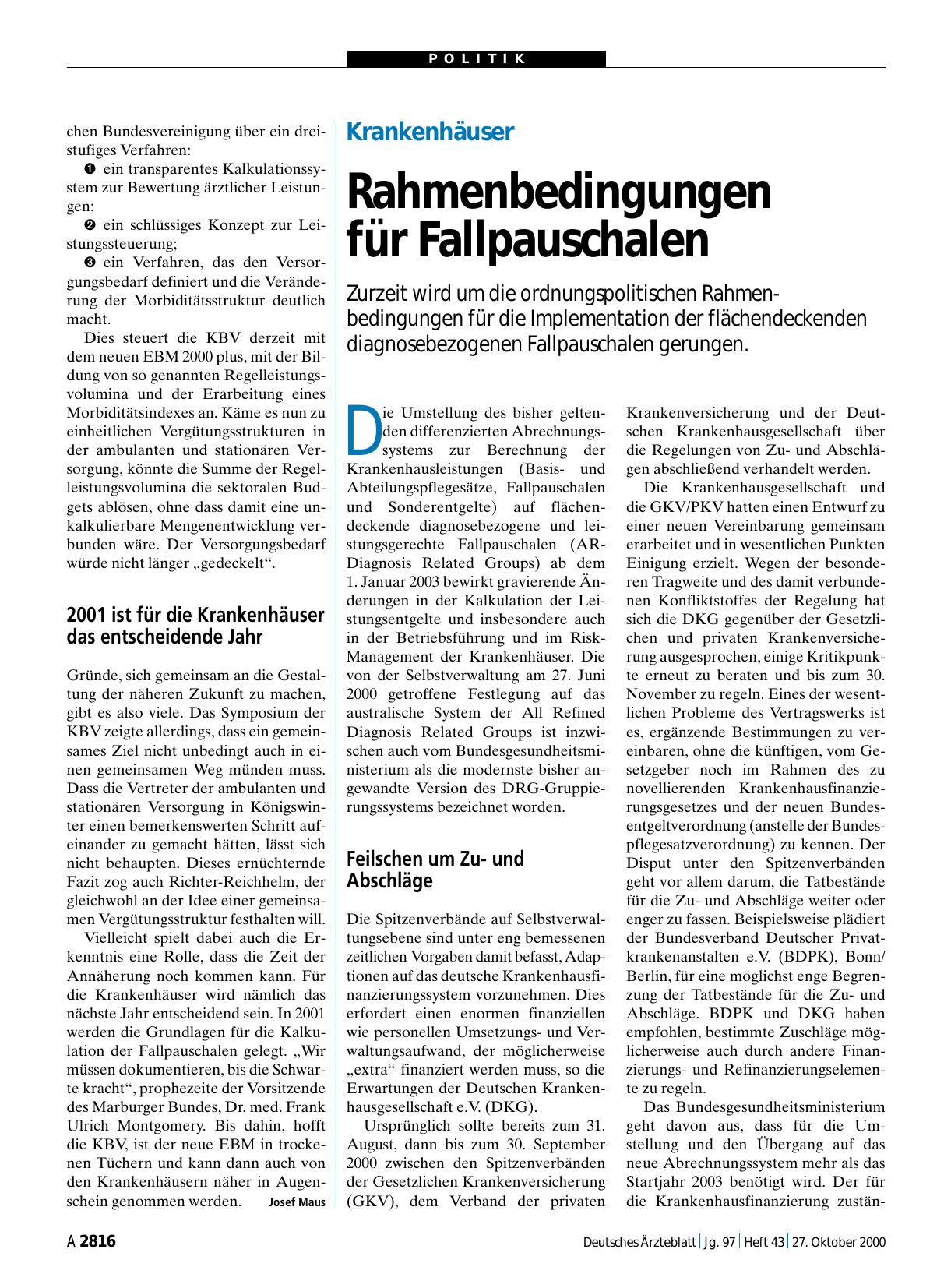 Vorschauseite 1: Krankenhäuser: Rahmenbedingungen für Fallpauschalen