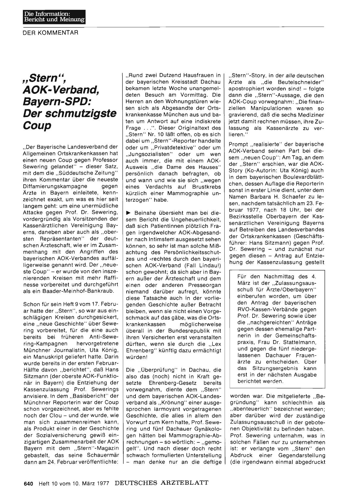 Vorschauseite 1: „Stern„, AOK-Verband, Bayern-SPD: Der schmutzigste Coup