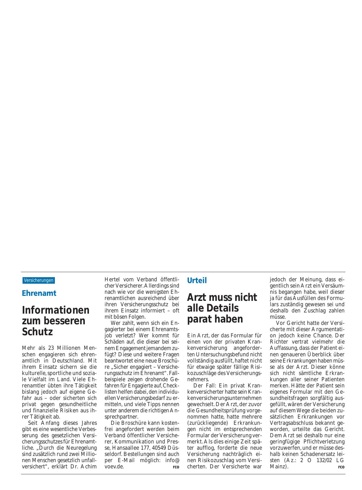 Vorschauseite 1: Ehrenamt: Informationen zum besseren Schutz