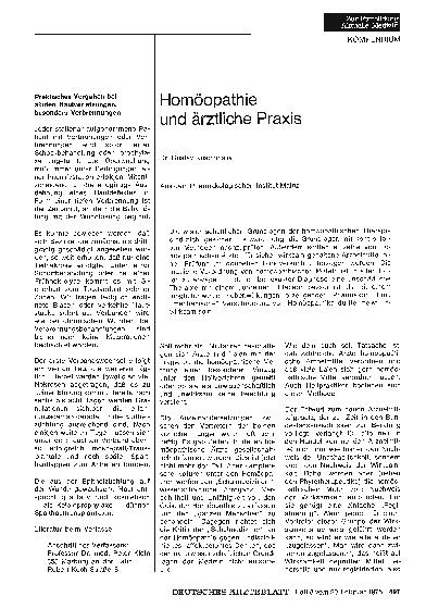 Vorschauseite 1: Homöopathie und ärztliche Praxis