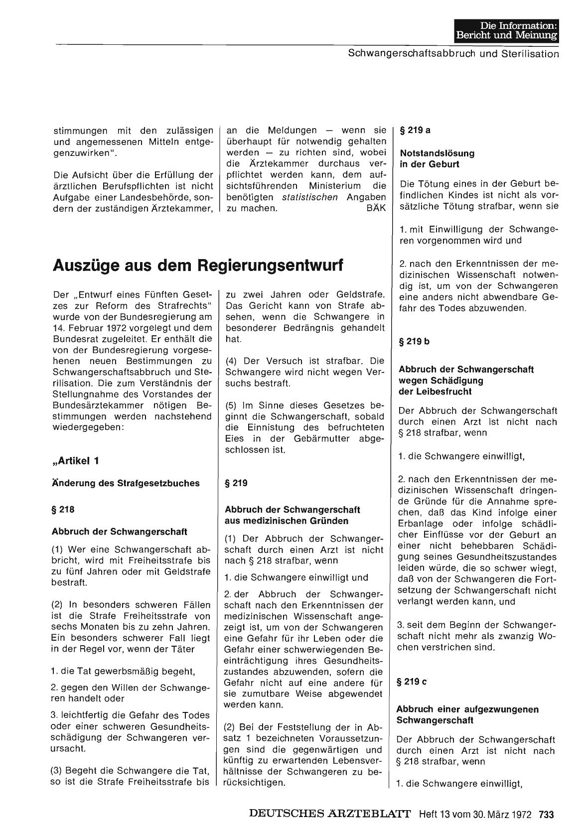 Vorschauseite 1: Auszüge aus dem Regierungsentwurf