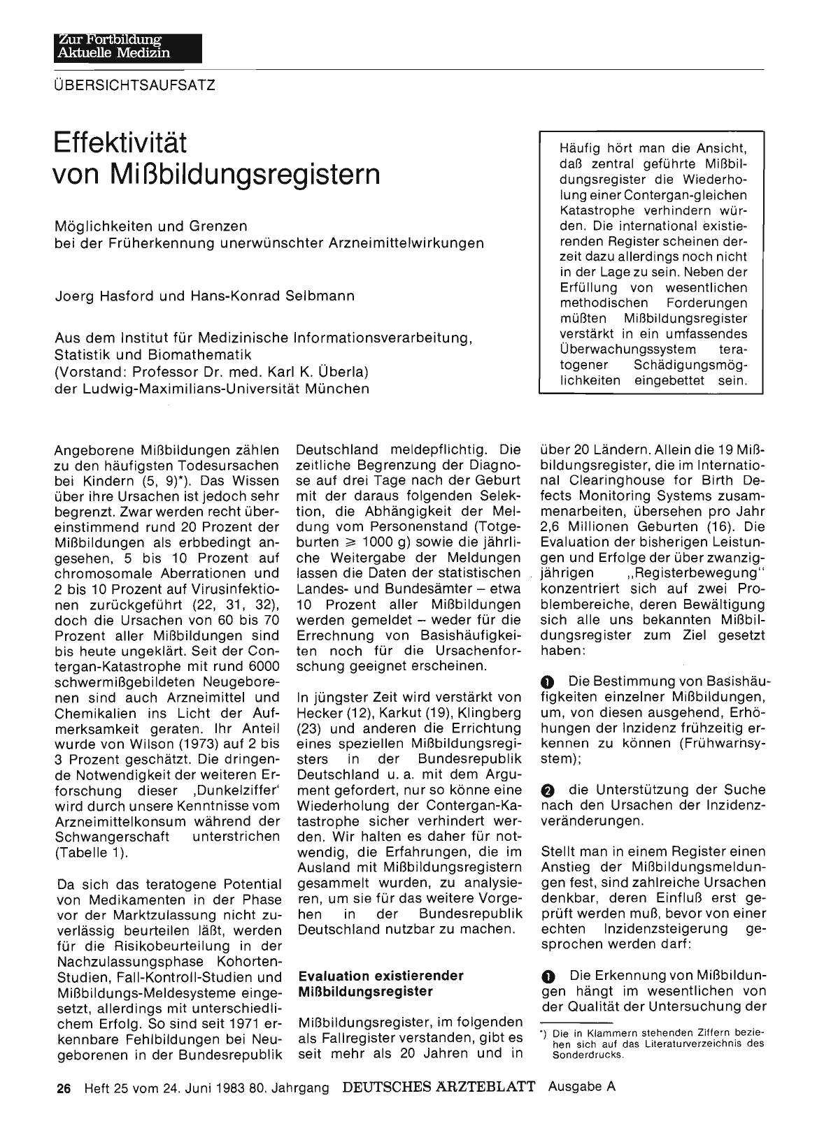 Vorschauseite 1: Effektivität von Mißbildungsregistern