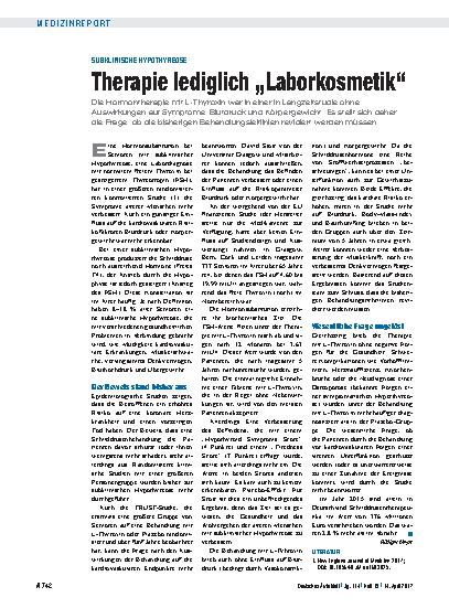 Vorschauseite 1: Subklinische Hypothyreose: Therapie lediglich „Laborkosmetik“