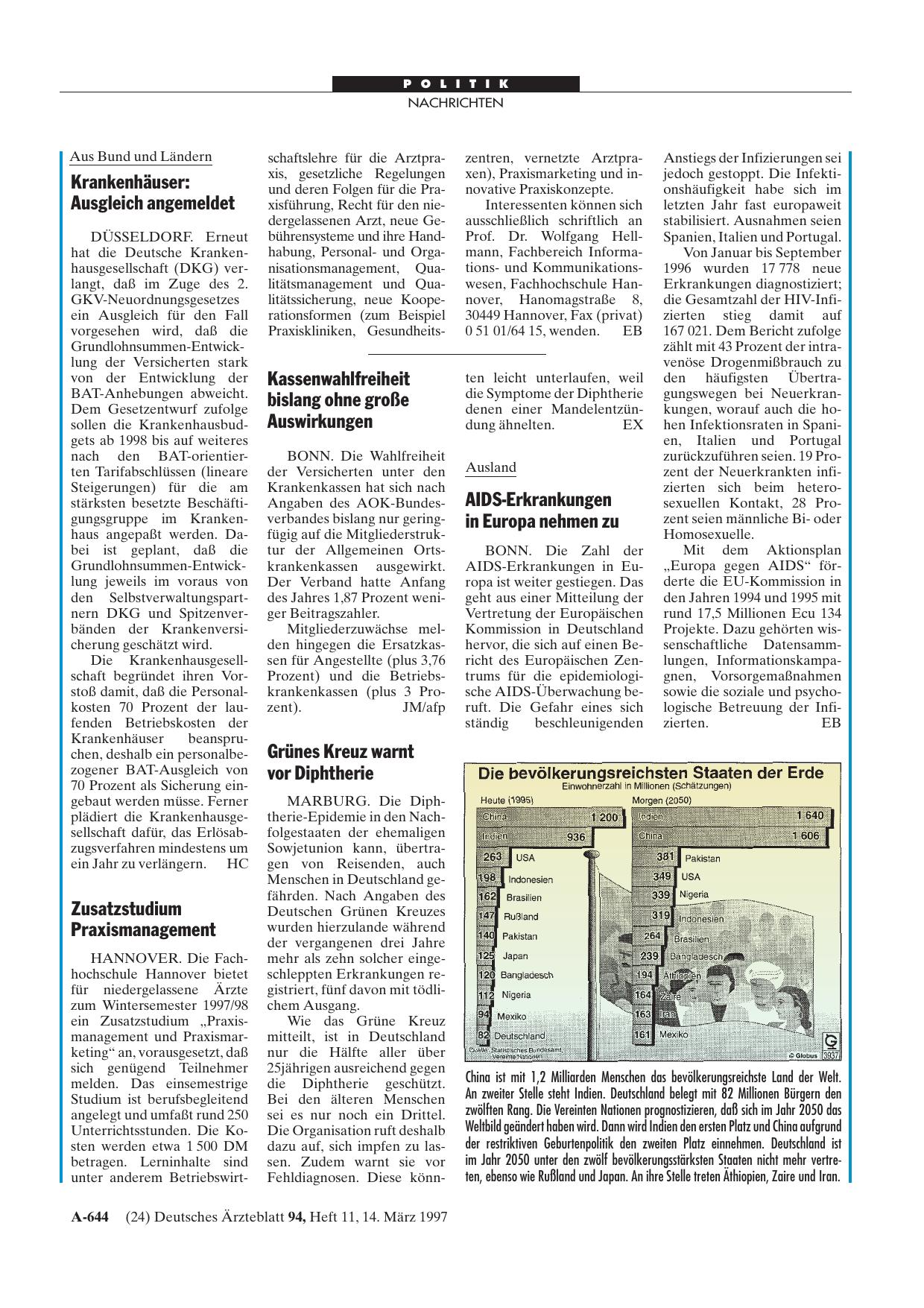 Vorschauseite 1: Krankenhäuser: Ausgleich angemeldet