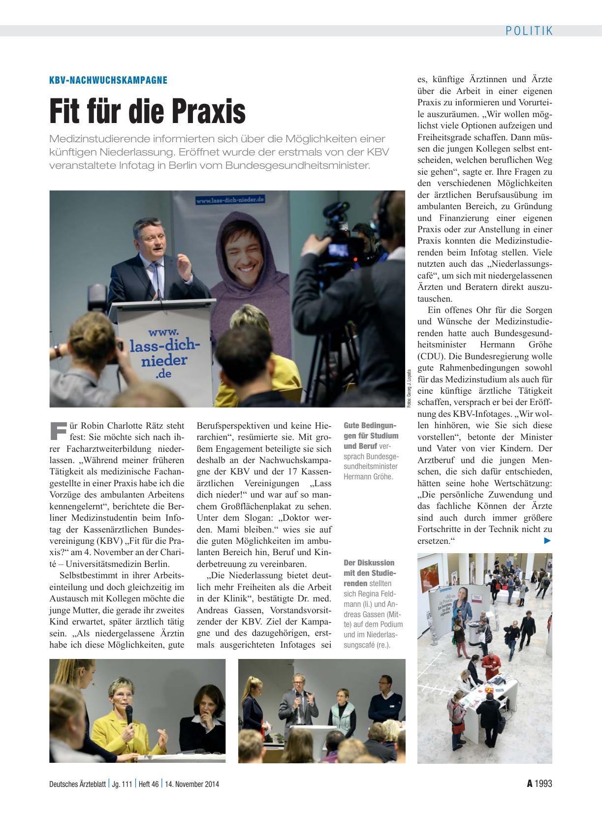 Vorschauseite 1: KBV-Nachwuchskampagne: Fit für die Praxis
