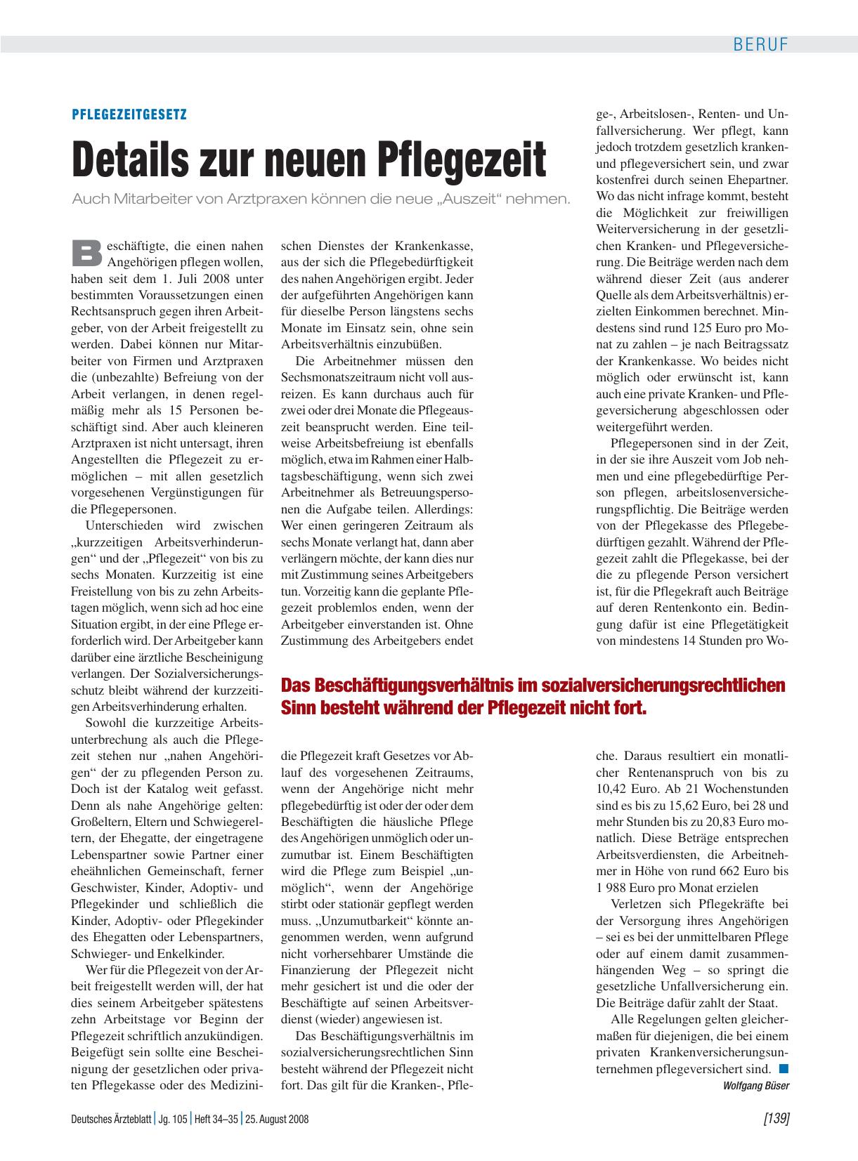 Vorschauseite 1: Pflegezeitgesetz: Details zur neuen Pflegezeit