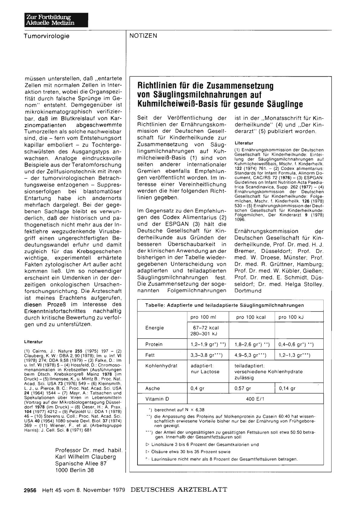 Vorschauseite 1: Richtlinien für die Zusammensetzung von Säuglingsmilchnahrungen auf Kuhmilcheiweiß-Basis für gesunde Säuglinge