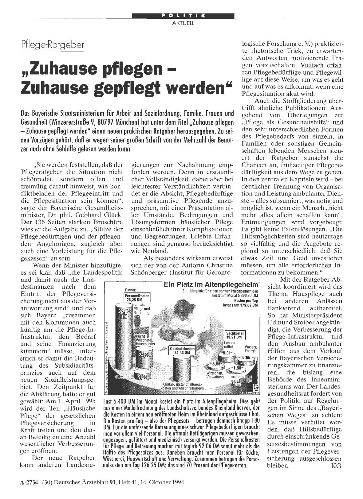 Vorschauseite 1: Pflege-Ratgeber: „Zuhause pflegen - Zuhause gepflegt werden“