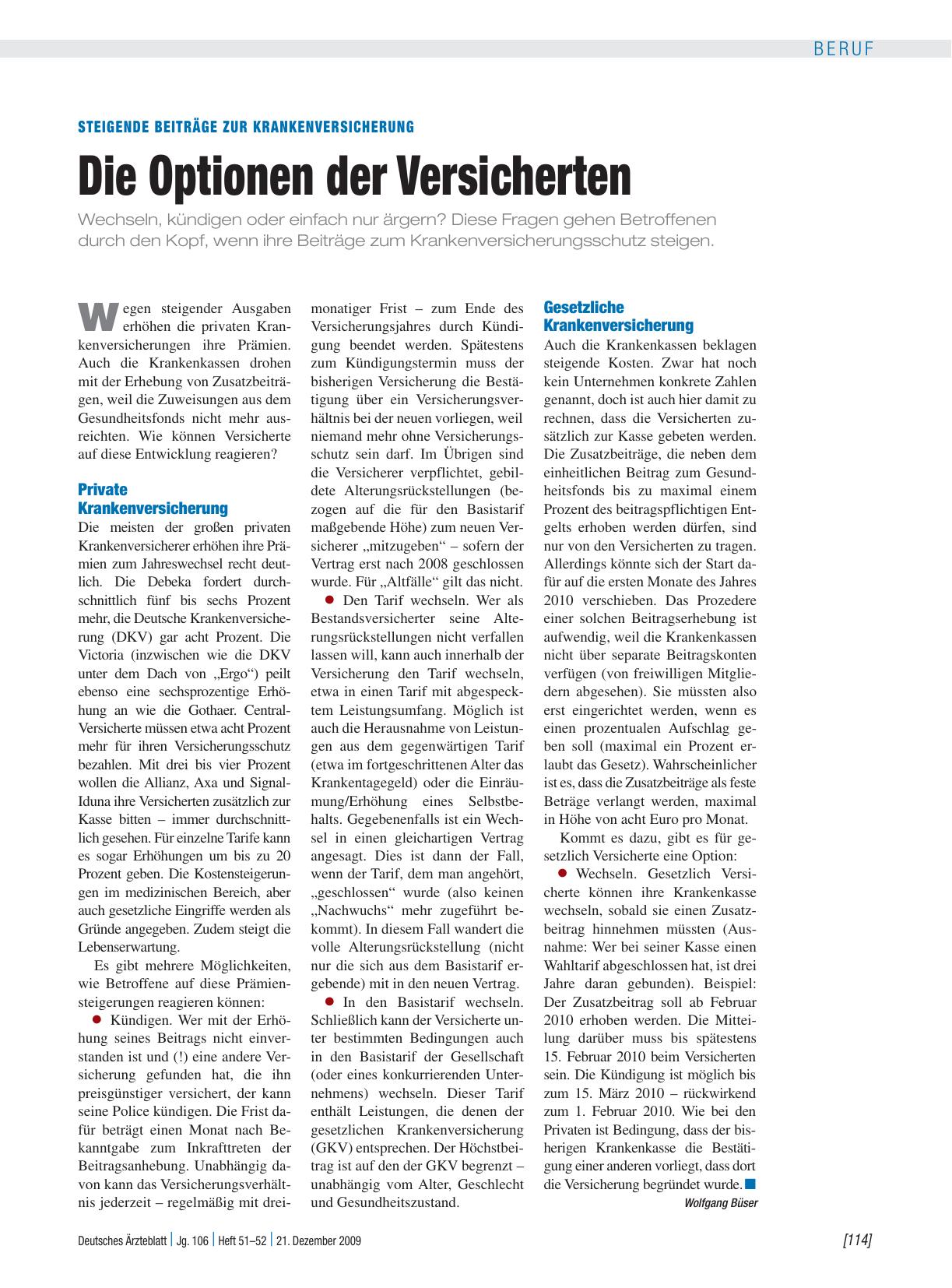 Vorschauseite 1: Steigende Beiträge zur Krankenversicherung: Die Optionen der Versicherten