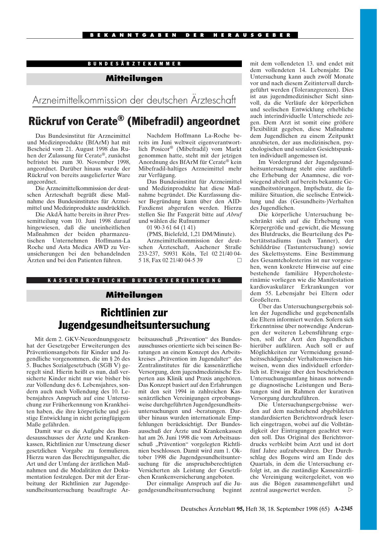 Vorschauseite 1: Richtlinien zur Jugendgesundheitsuntersuchung