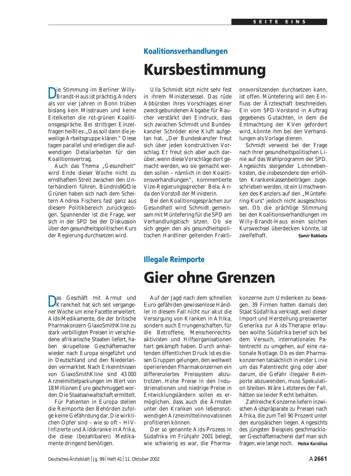 Vorschauseite 1: Illegale Reimporte: Gier ohne Grenzen