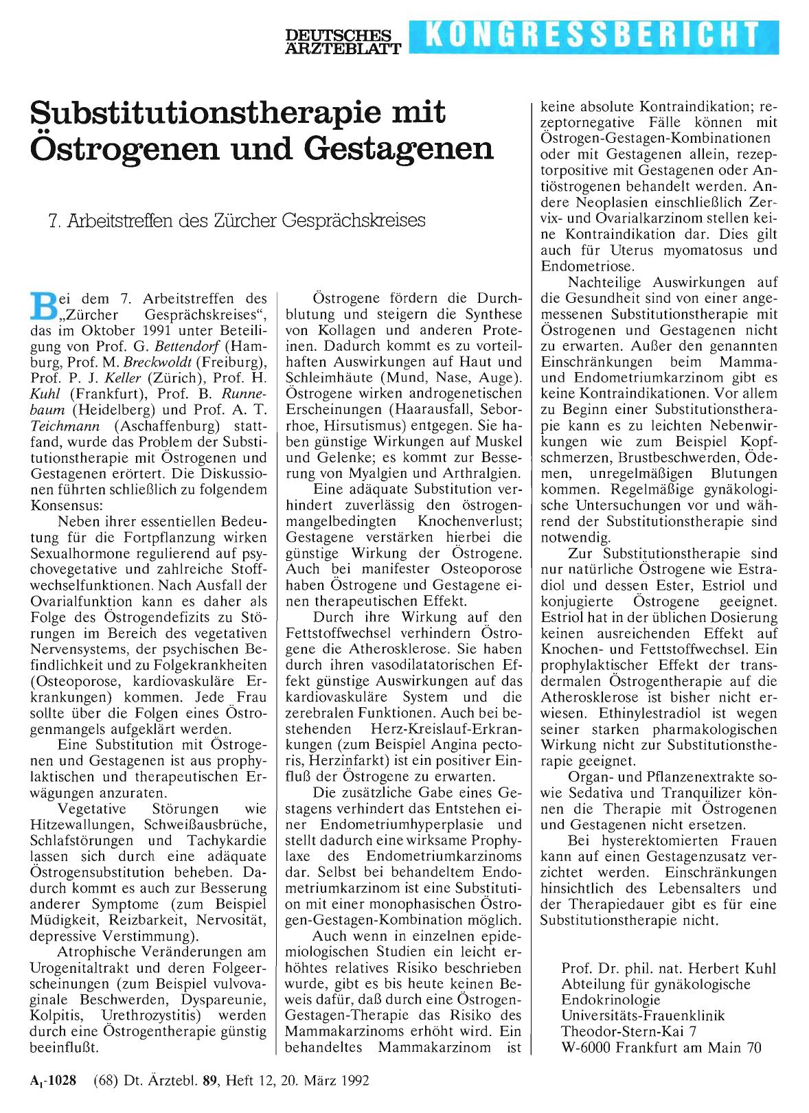 Vorschauseite 1: Substitutionstherapie mit Östrogenen und Gestagenen