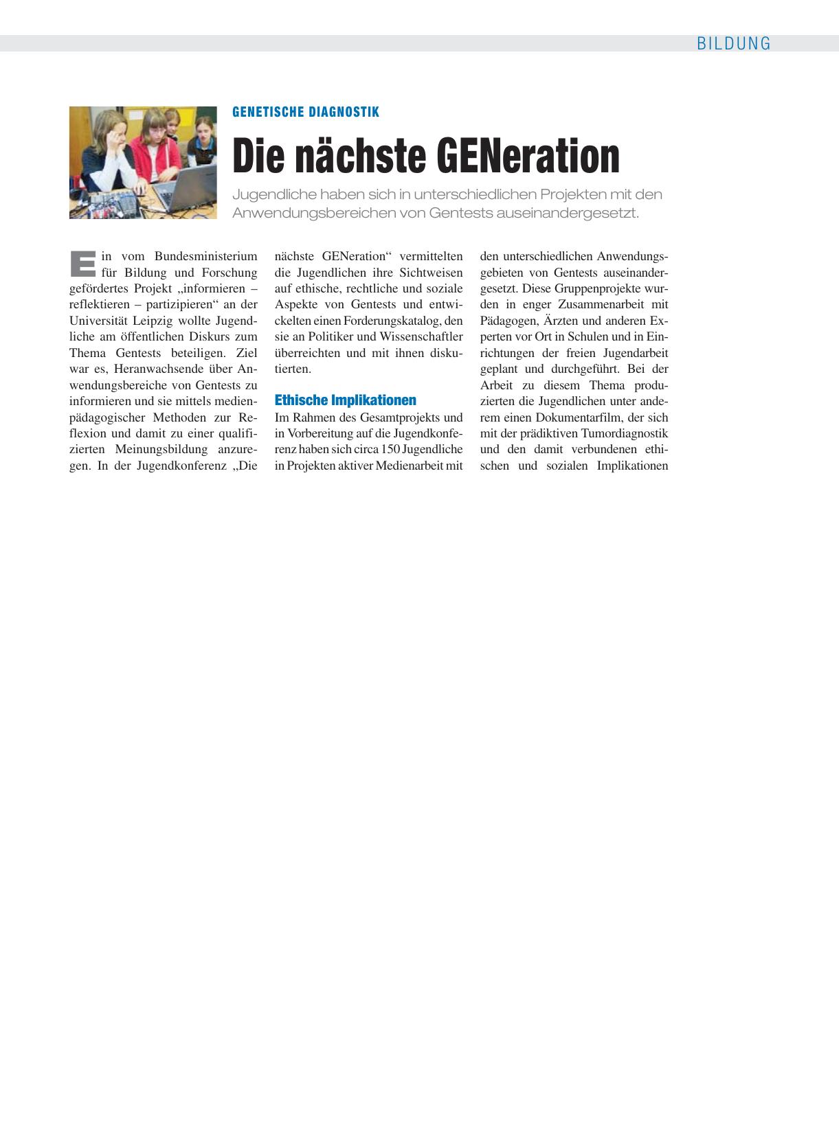 Vorschauseite 1: Genetische Diagnostik: Die nächste GENeration
