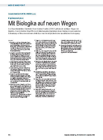 Vorschauseite 5: Migräneprophylaxe: Mit Biologika auf neuen Wegen