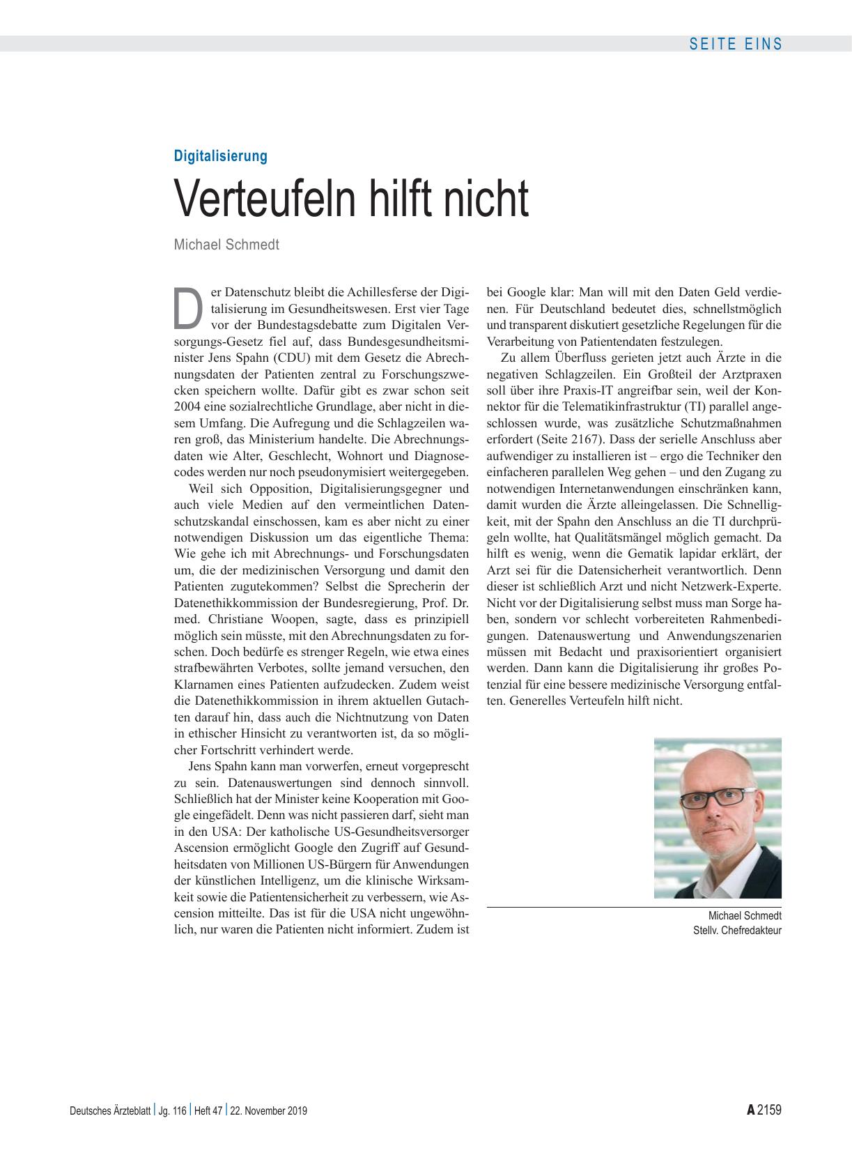 Vorschauseite 1: Digitalisierung: Verteufeln hilft nicht