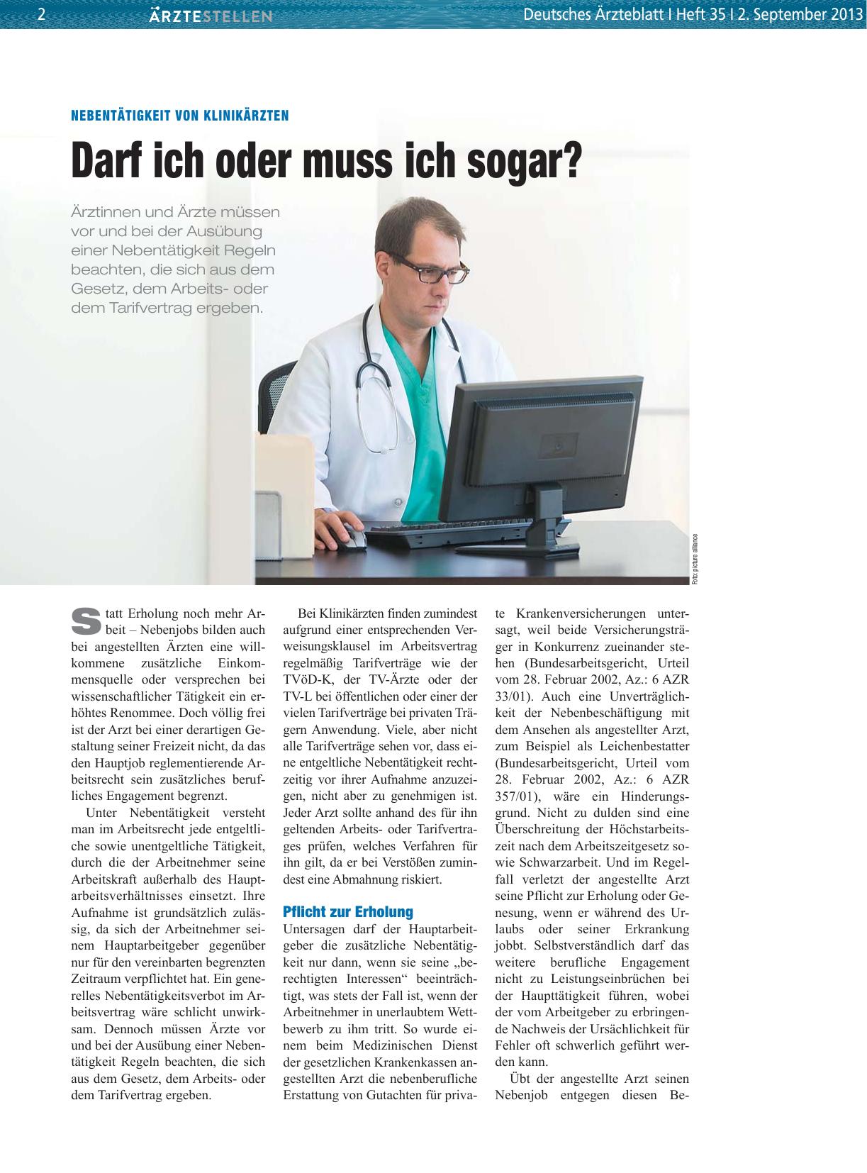 Vorschauseite 1: Nebentätigkeit von Klinikärzten: Darf ich oder muss ich sogar?