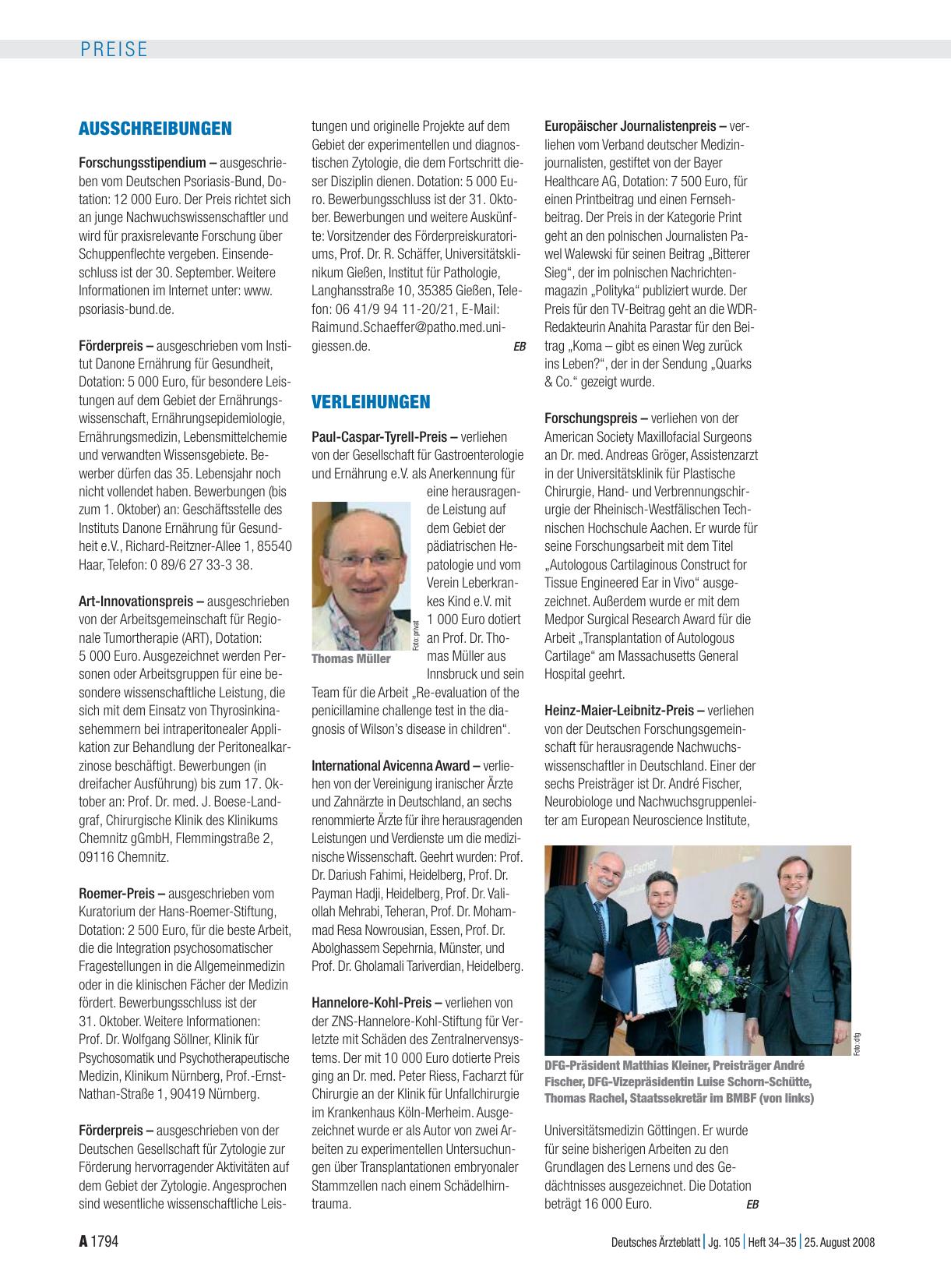Vorschauseite 1: Verleihungen