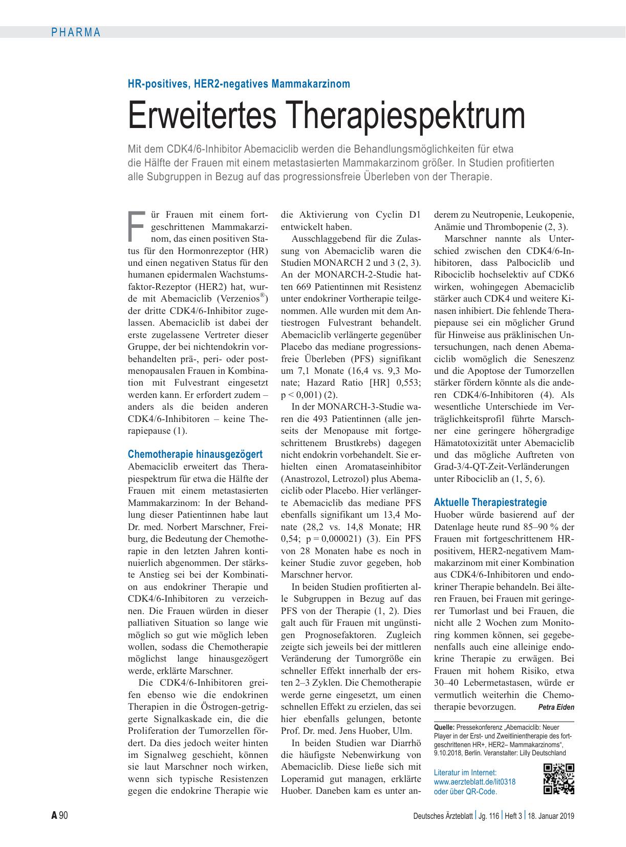 Vorschauseite 1: HR-positives, HER2-negatives Mammakarzinom: Erweitertes Therapiespektrum