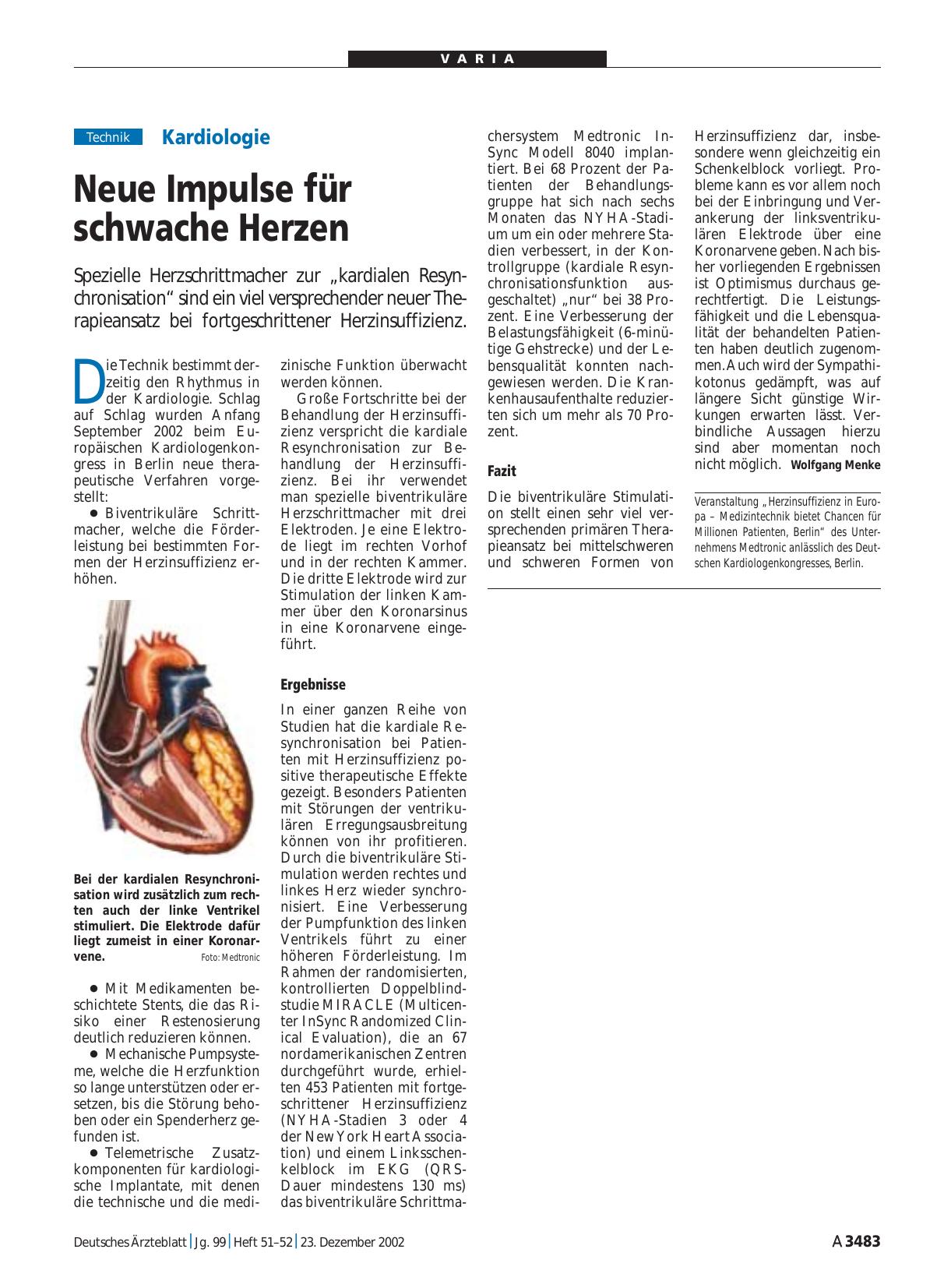 Vorschauseite 1: Kardiologie: Neue Impulse für schwache Herzen