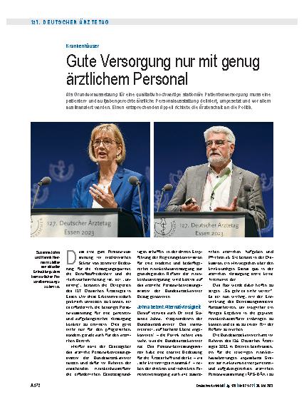 Vorschauseite 1: Krankenhäuser: Gute Versorgung nur mit genug ärztlichem Personal