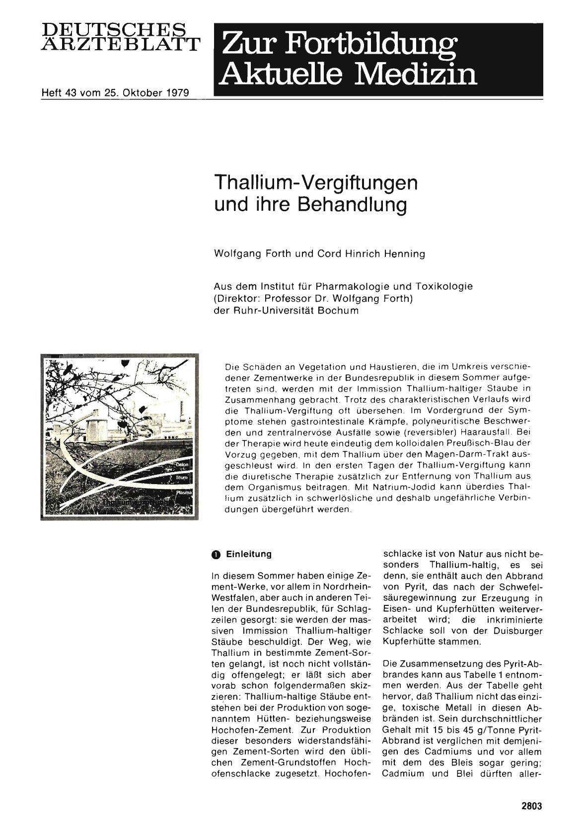 Vorschauseite 1: Thallium-Vergiftungen und ihre Behandlung