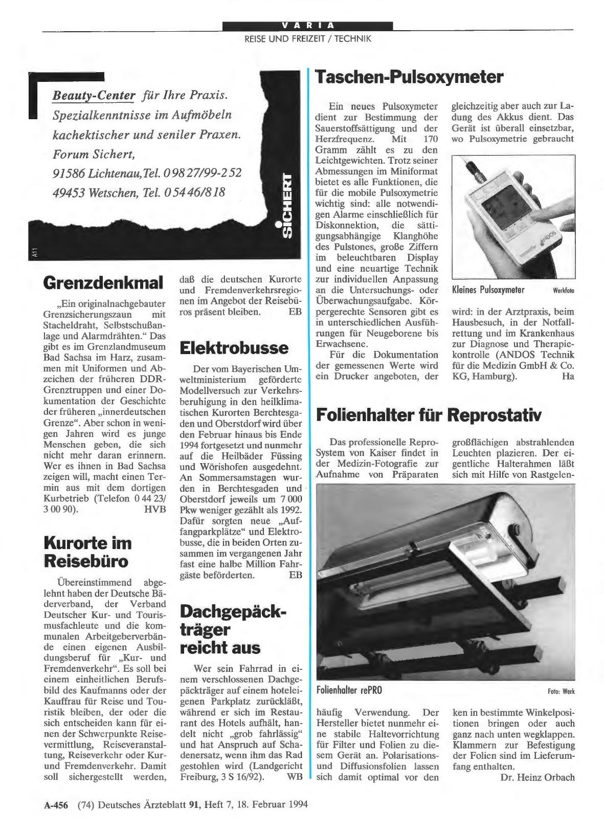 Vorschauseite 1: Kurorte im Reisebüro