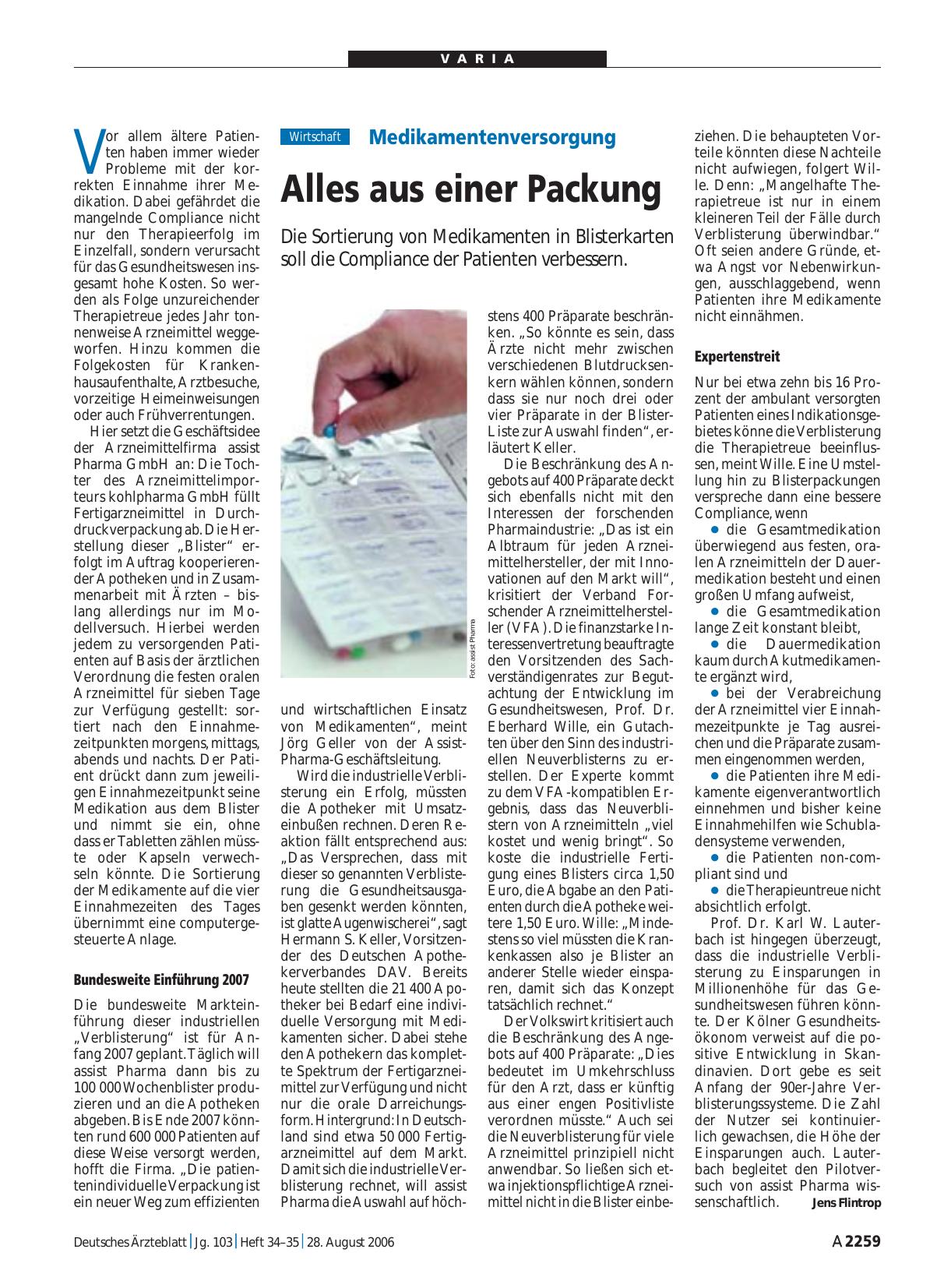 Vorschauseite 1: Medikamentenversorgung: Alles aus einer Packung
