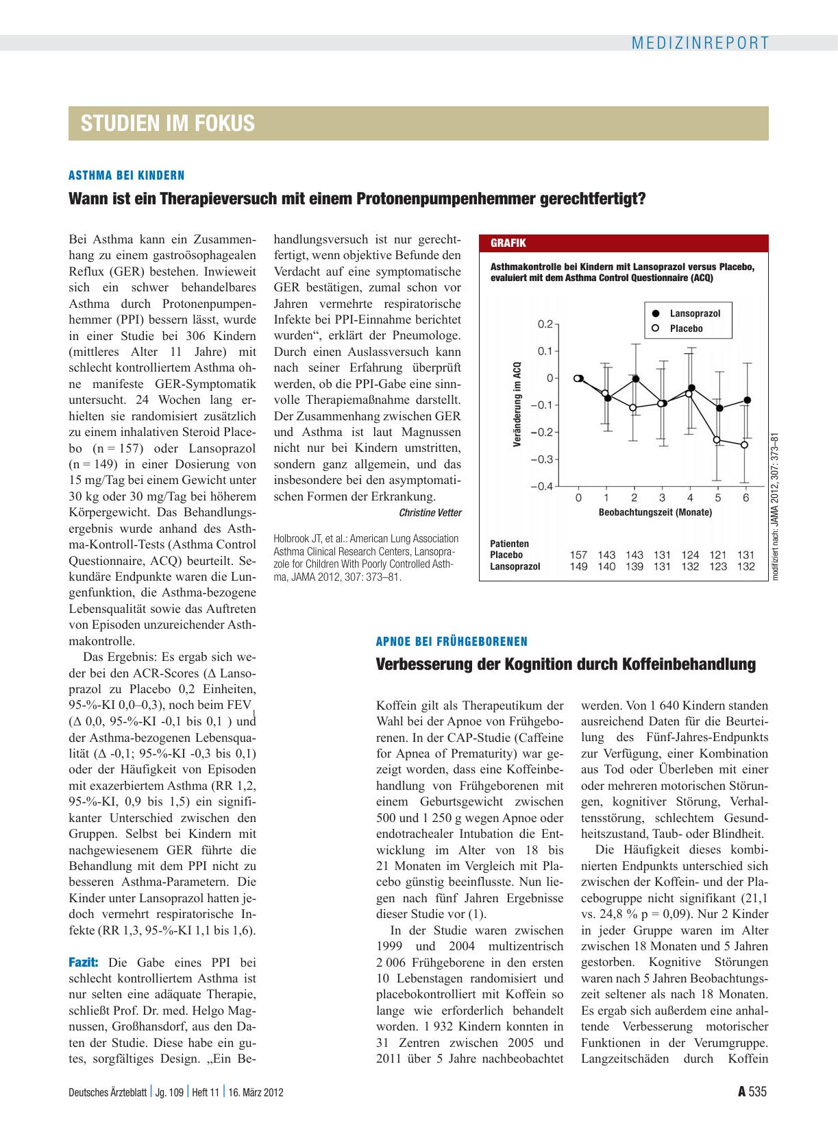 Vorschauseite 1: Asthma bei Kindern: Wann ist ein Therapieversuch mit einem Protonenpumpenhemmer gerechtfertigt?