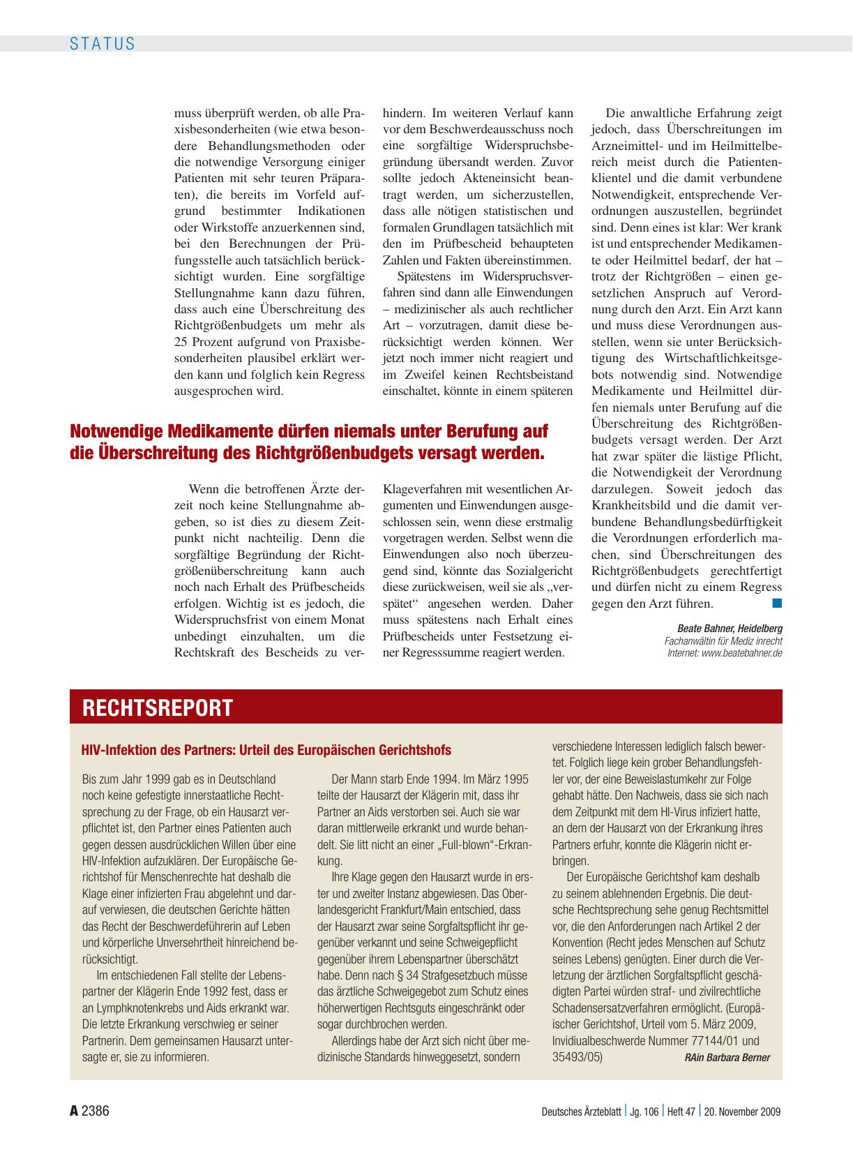 Vorschauseite 1: HIV-Infektion des Partners: Urteil des Europäischen Gerichtshofs