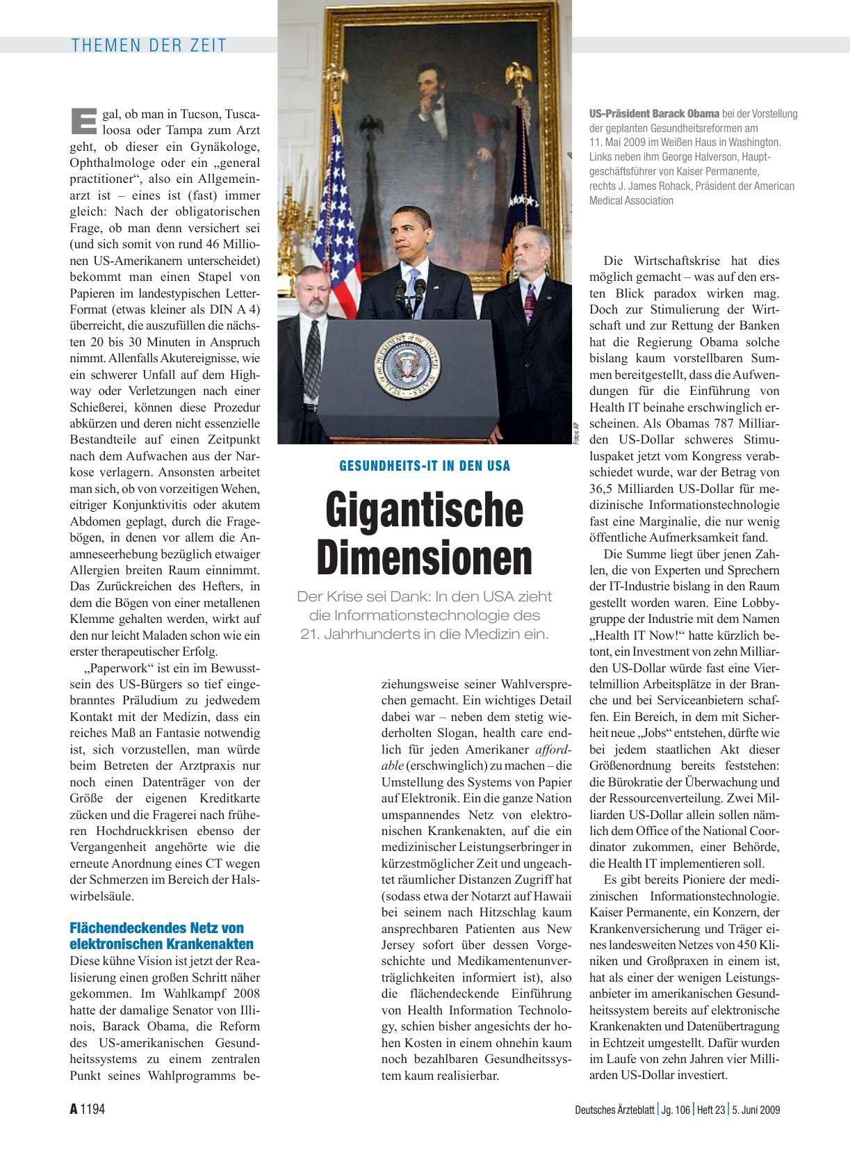 Vorschauseite 1: Gesundheits-IT in den USA: Gigantische Dimensionen