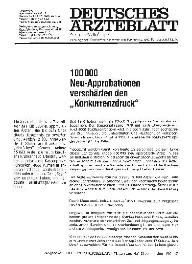 Vorschauseite 1: 100 000 Neu-Approbationen verschärfen den „Konkurrenzdruck“