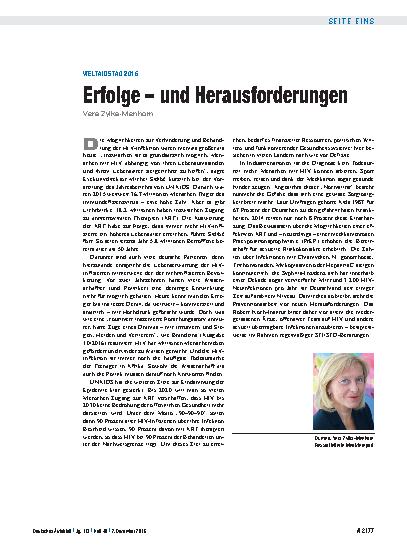 Vorschauseite 1: Weltaidstag 2016: Erfolge – und Herausforderungen
